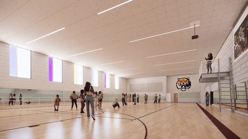rendering of the athletic addition at stony point high school, funded through the 2024 Bond