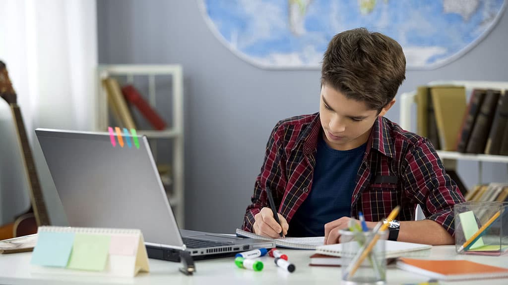 School pupil writing