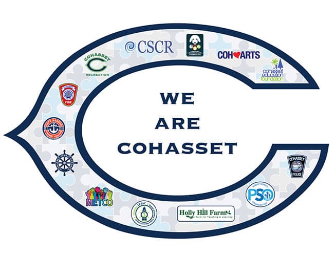 The image is a circular design featuring various logos and text that collectively convey the message %22We are Cohasset%22.