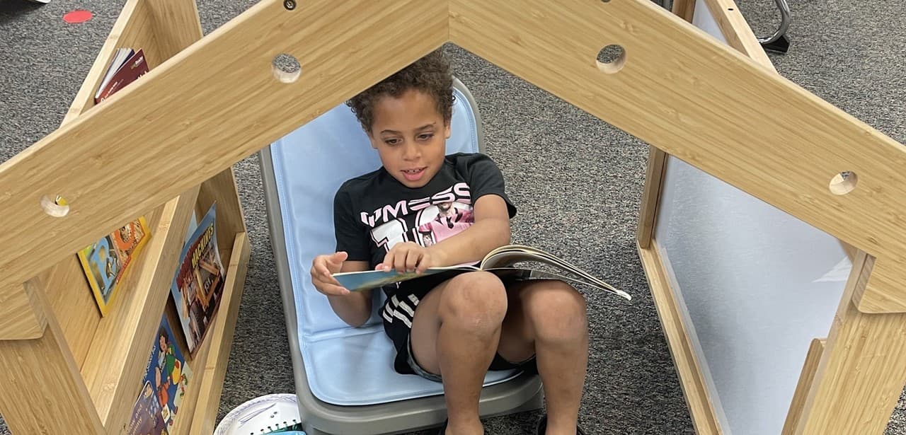 reading in the library