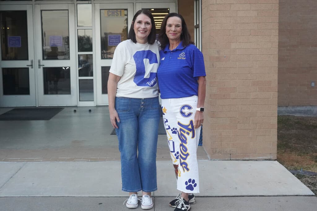 Superintendent Stephanie Howell and Board Member Jamie Roman on You Matter Day at Corsicana High School