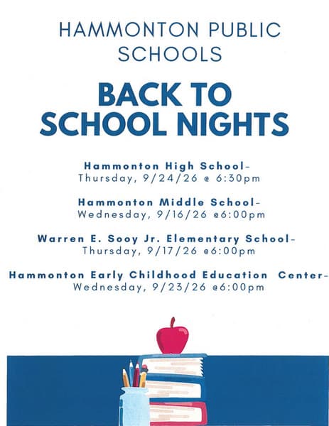 Hammonton Public Schools Back to School Nights