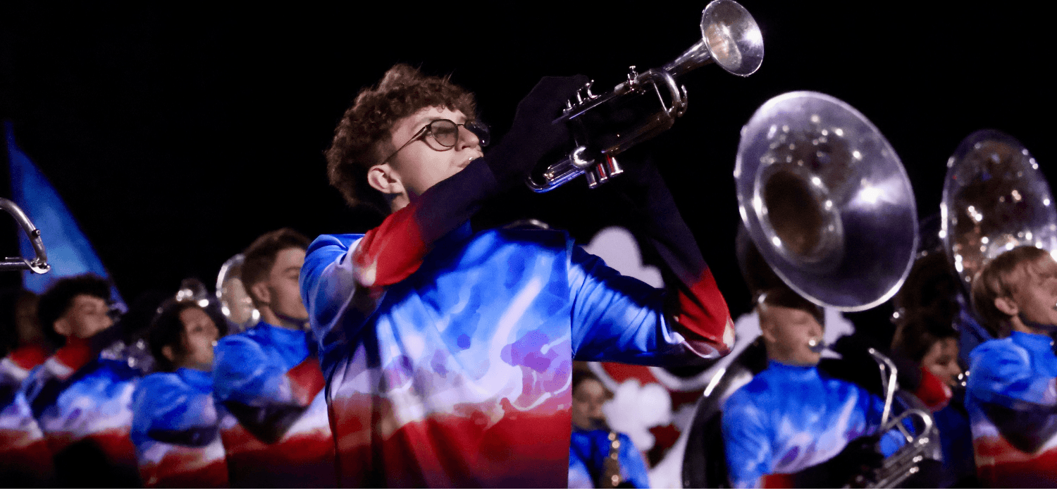 Band student plays instrument