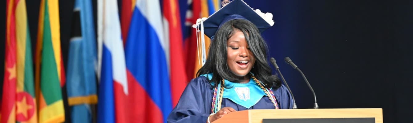 Valedictorian speaking at graduation