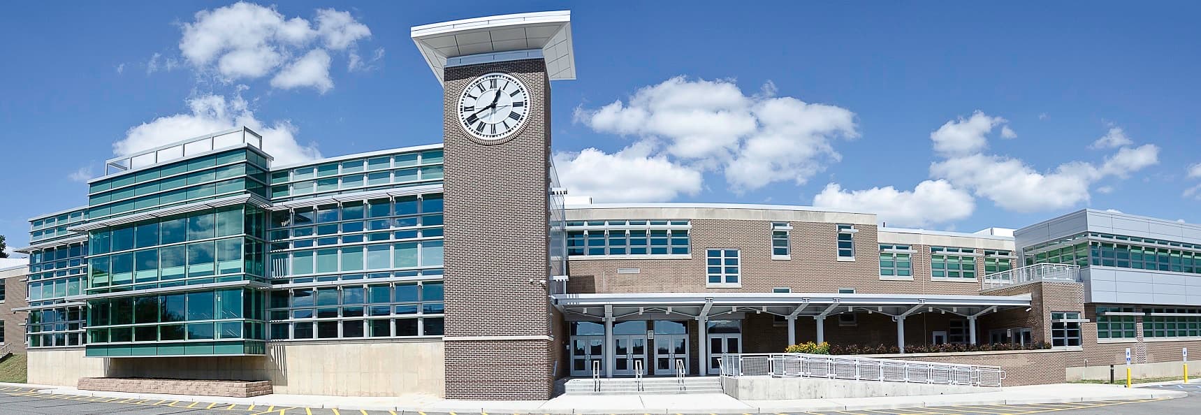 Becton Regional High School Clock Tower Main and PAC Entrance