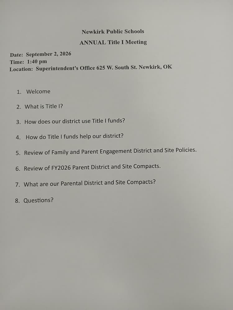 FY27 ANNUAL TITLE 1 MEETING