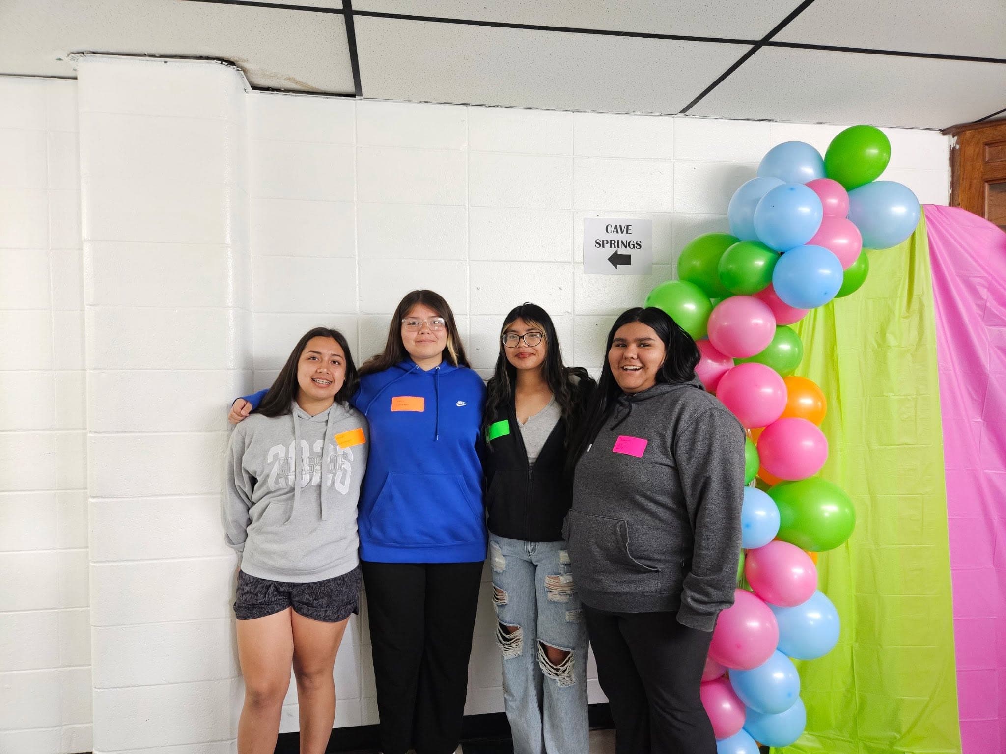 students standing taking a photo