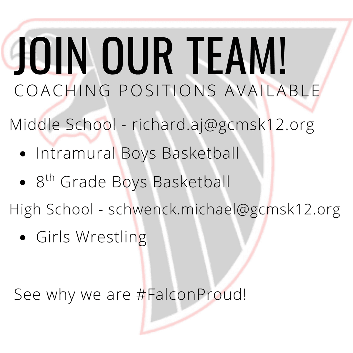 Open Coaching Positions