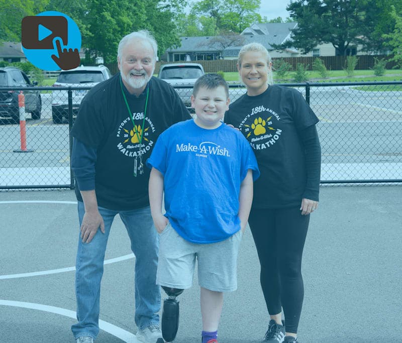 This is an image of a student and two teachers at the Patton Walk-A-Thon.