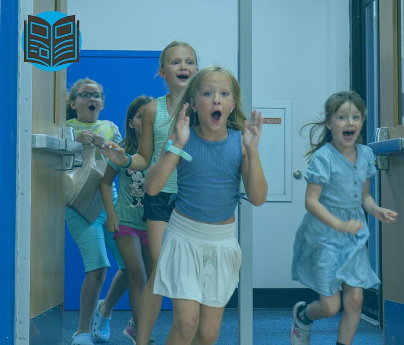 This is an image of students wow'ed as they see their new gym for the first time.