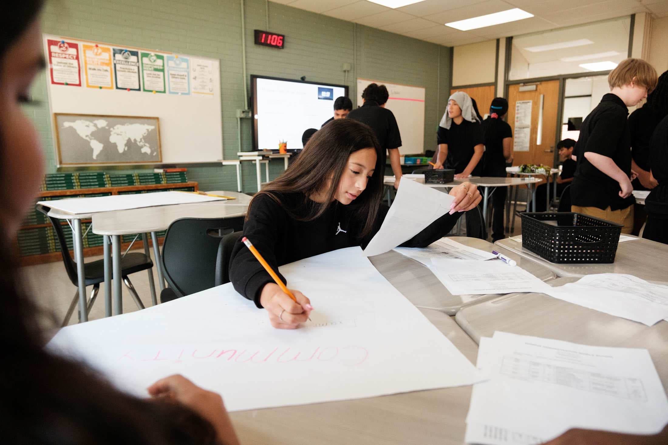 a student works on an assignment
