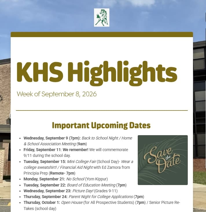 KHS Highlights Newsletter 9.8.26