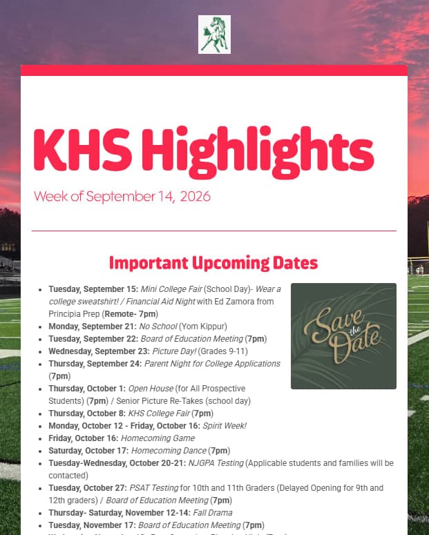 KHS Highlights Newsletter 9.14.26