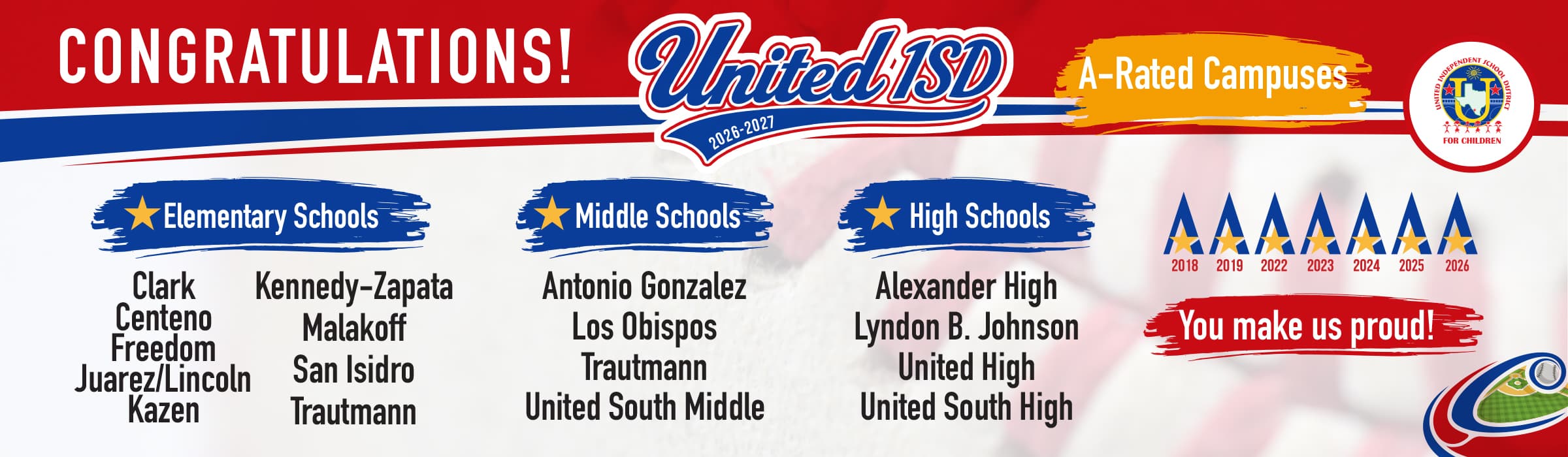 A promotional banner features a colorful design with red, white, and blue accents, along with various text blocks and product information.