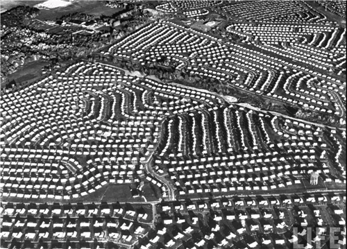 Aerial view of Levittown during the 1950s