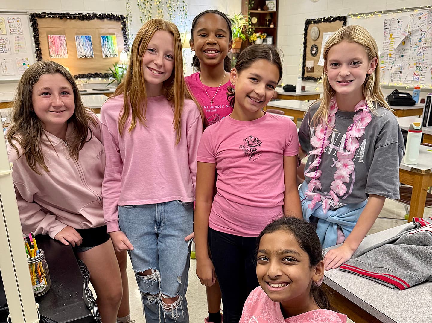 Group photo of six elementary students