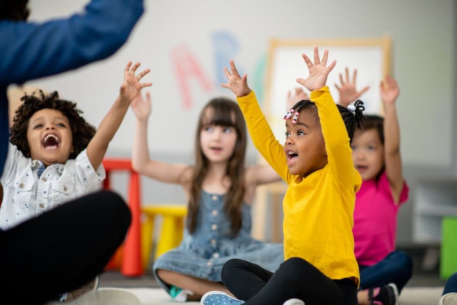children cheering