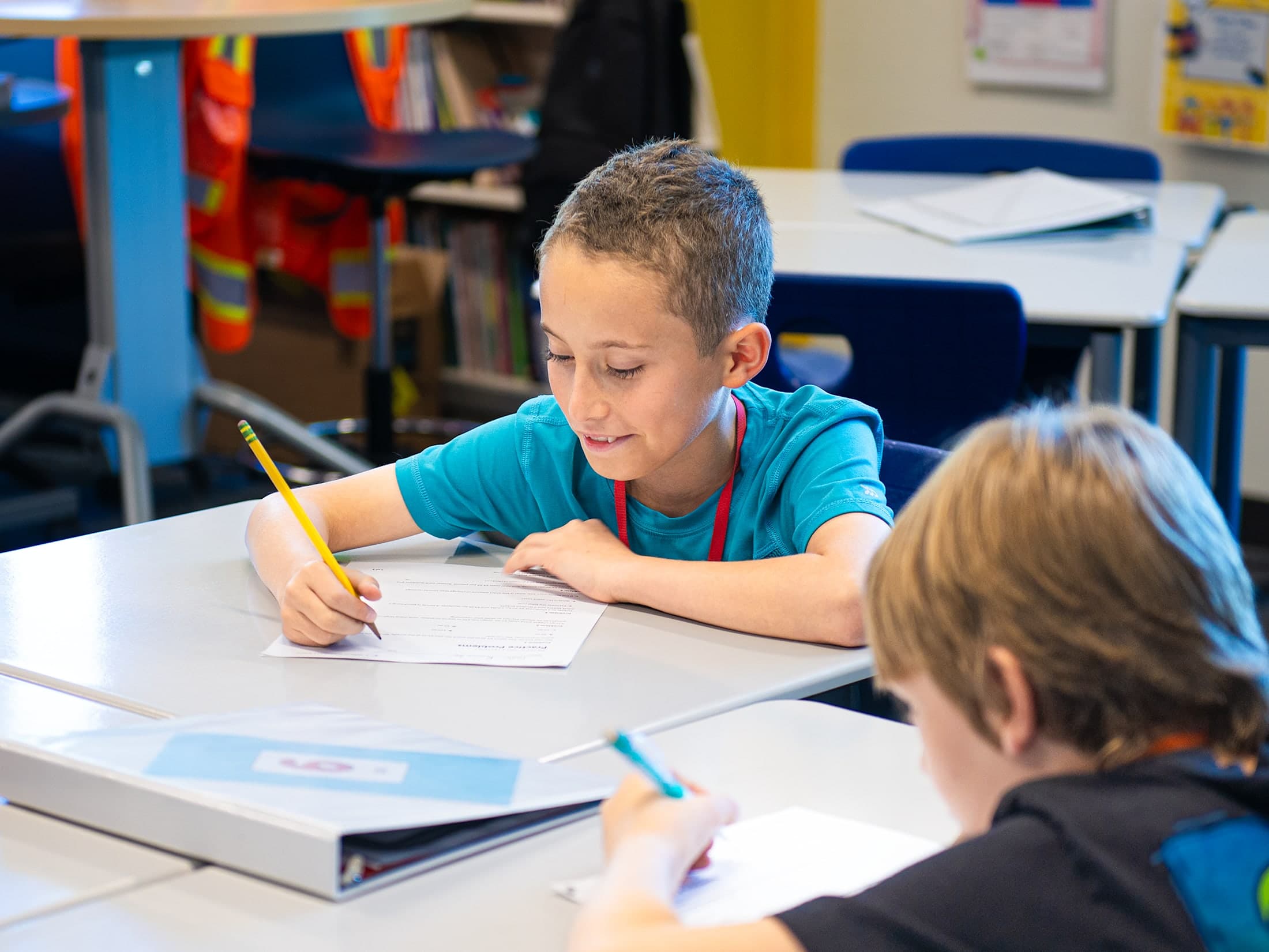 Child working on an assignment