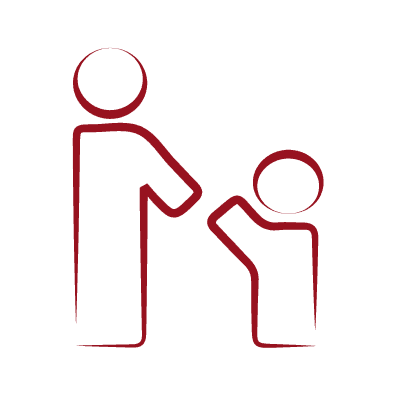 A red icon of two people