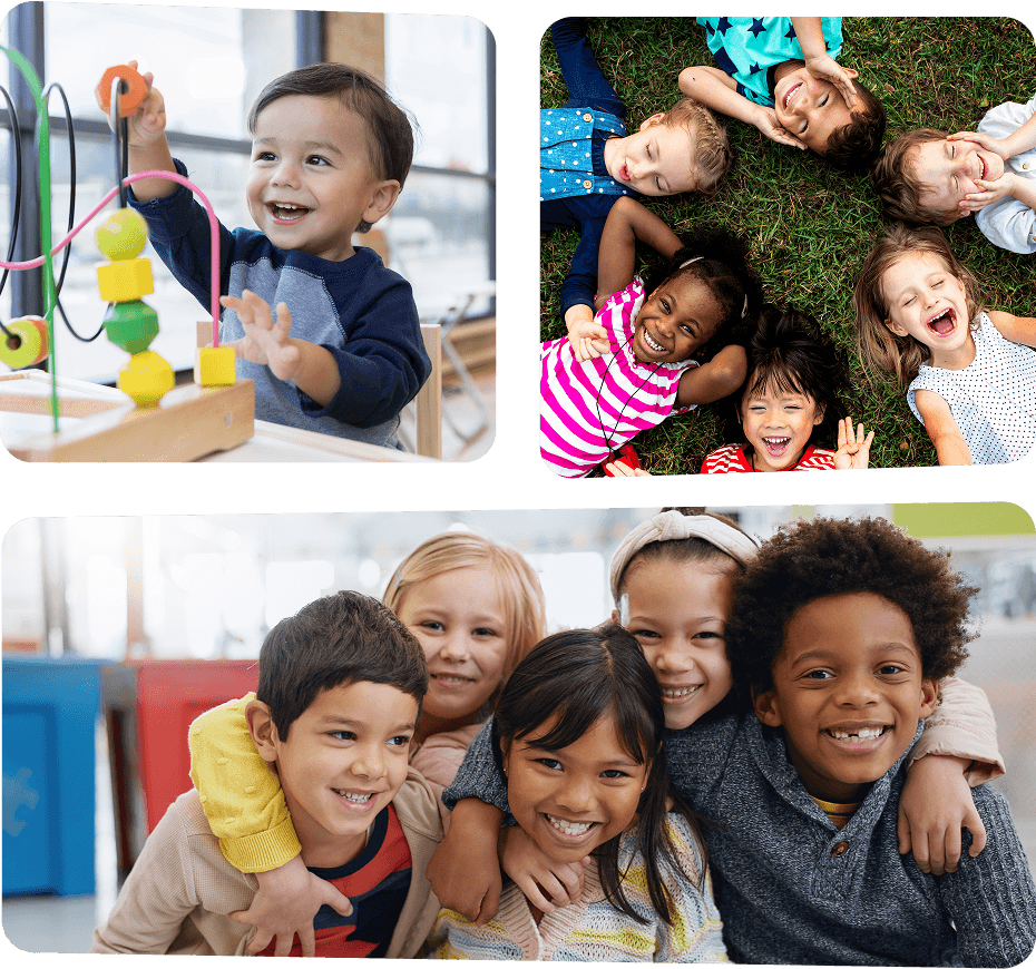 Happy children playing and smiling together.