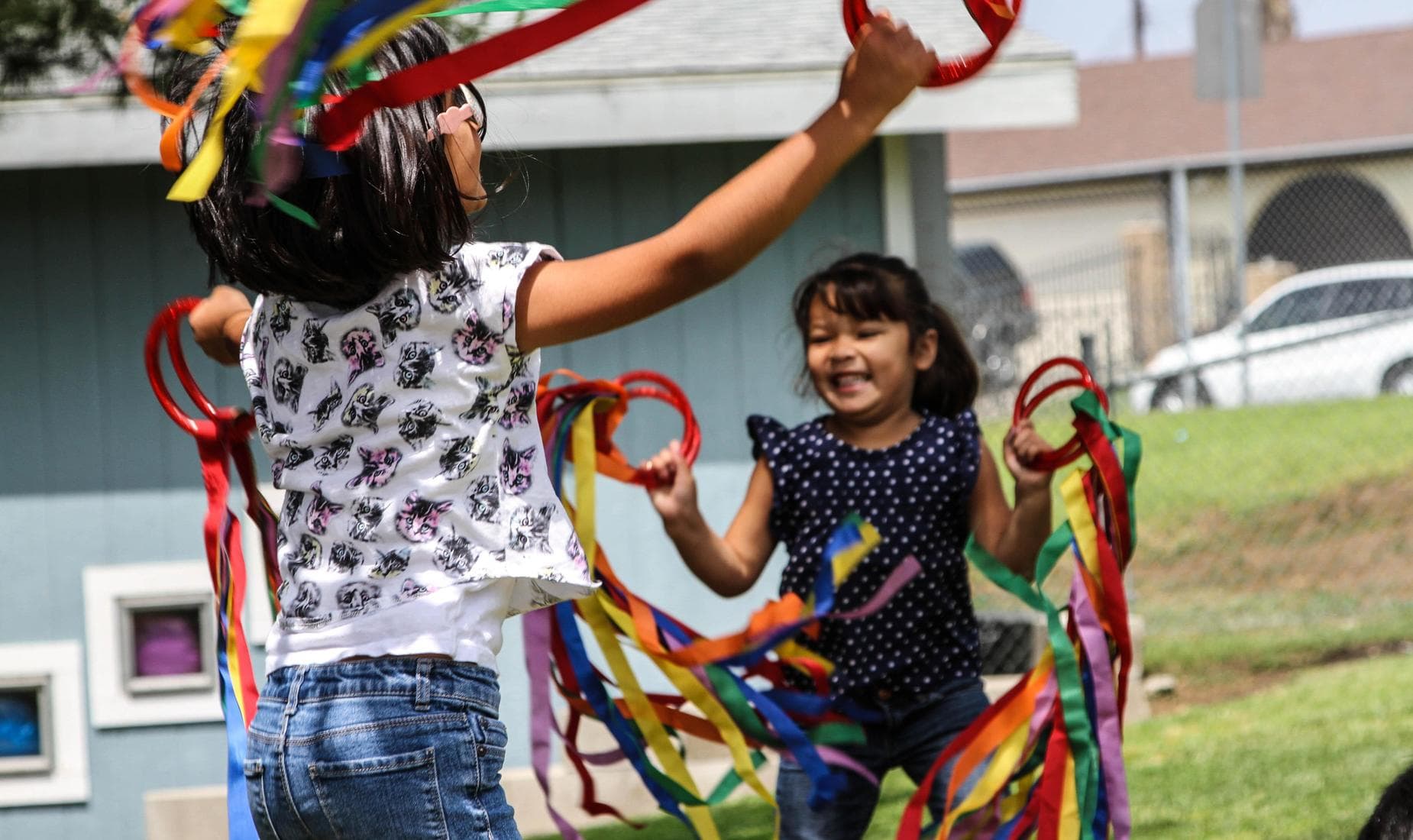 Girls playing on playground