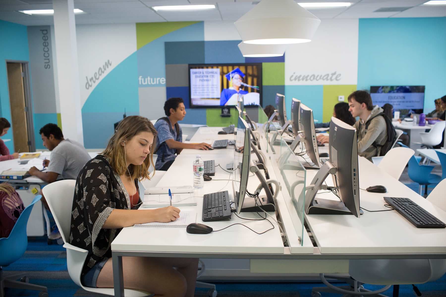 Students working on computers