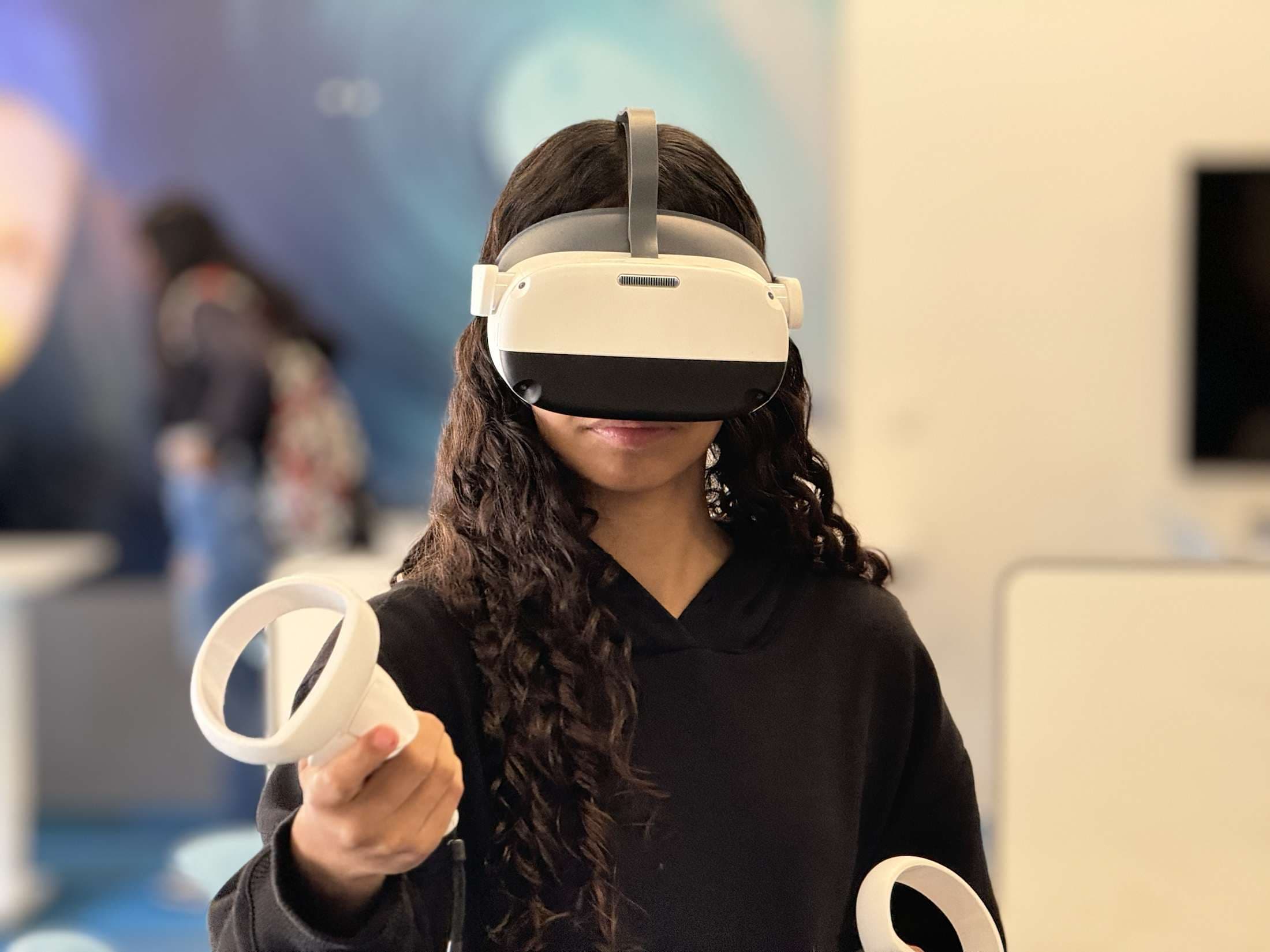 Student using a VR headset