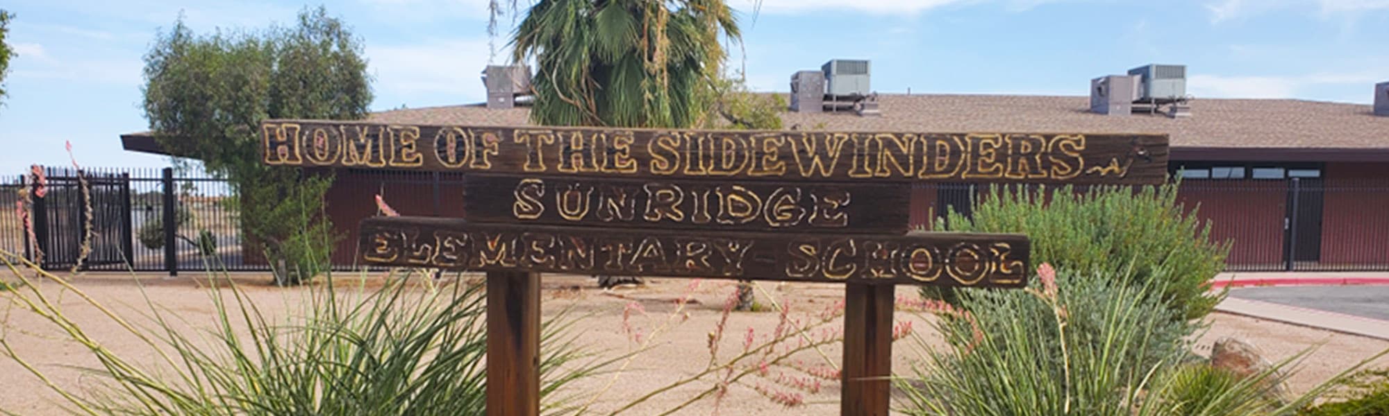 Home of the Sidewinders Sunridge Elementary School sign in front of school