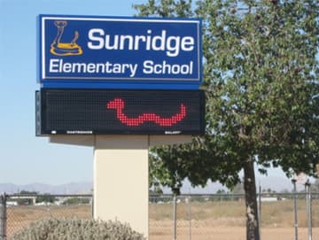 Sunridge Elementary School electronic sign outside on campus