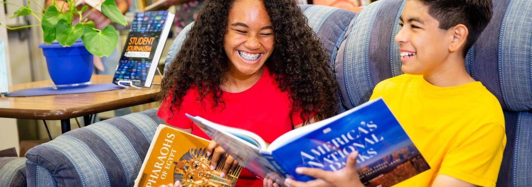 students reading books