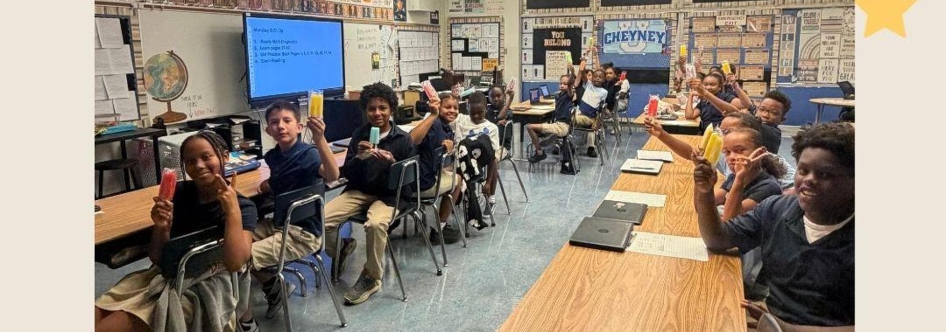 Congratulating class with won the attendance challenge.