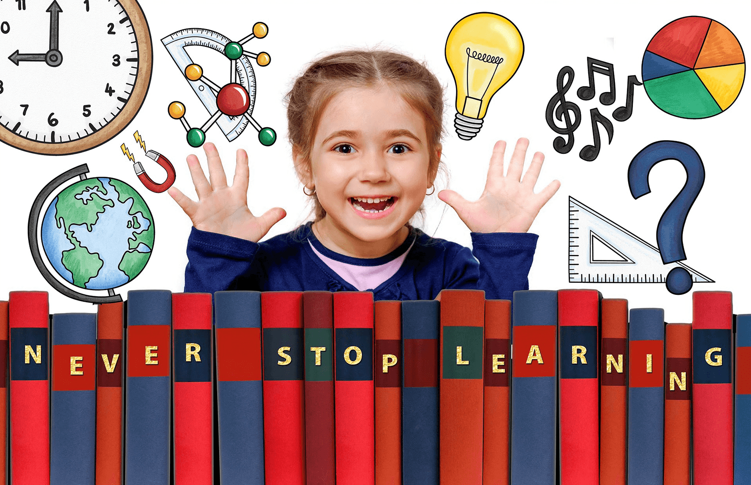 Homepage banner reading 'Never Stop Learning'.