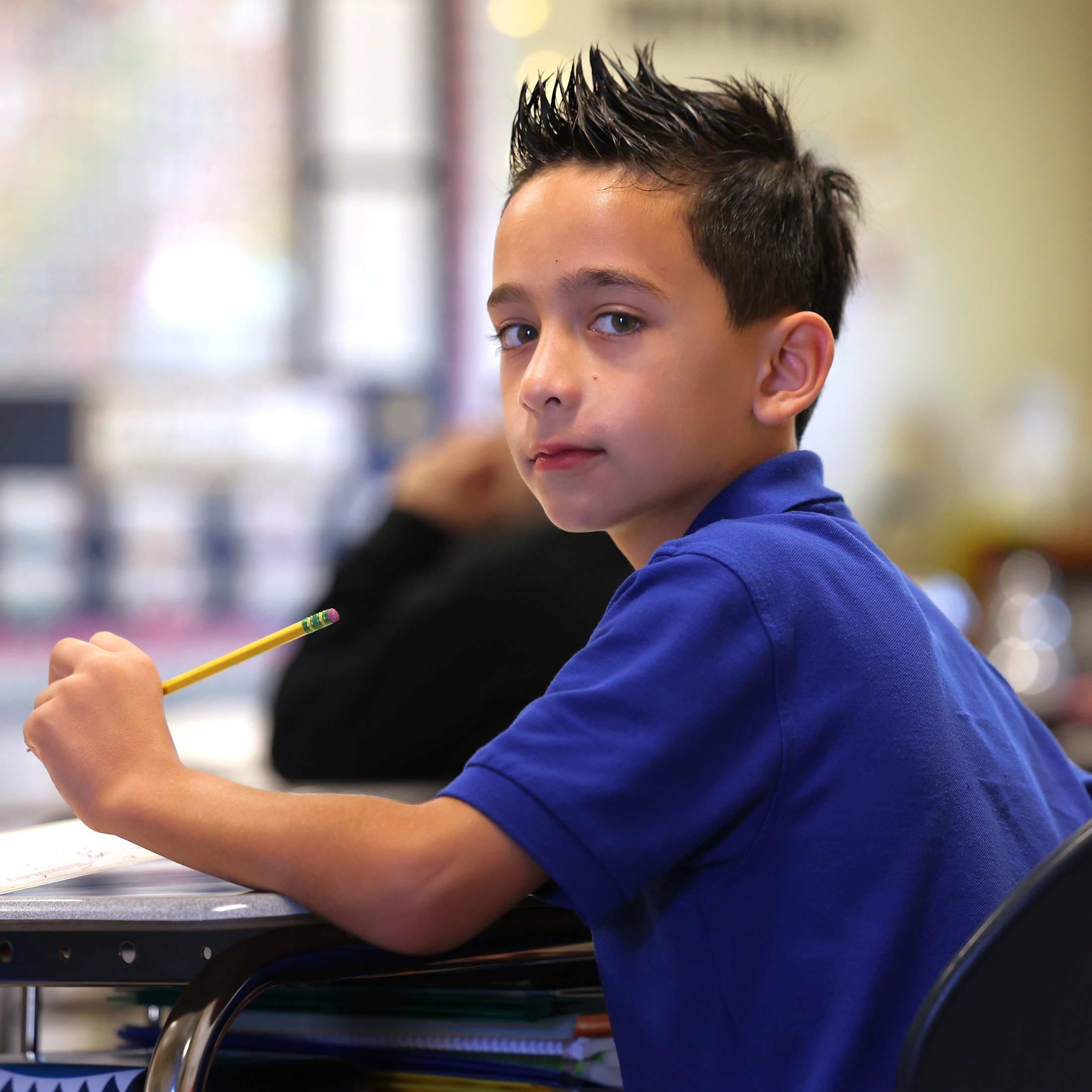 Elementary student at desk