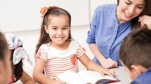 Photo shown with the Pre-K section on the site, representing a classroom for 4–5 year olds.