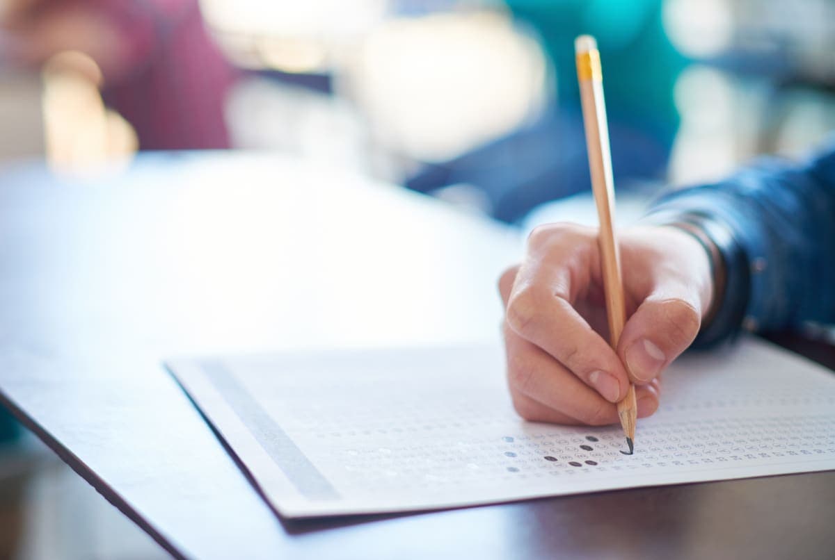 A student taking a test