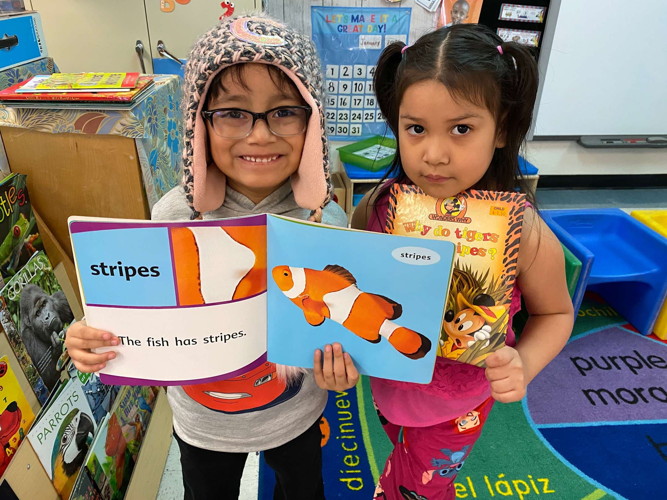 Two Getz students reading books