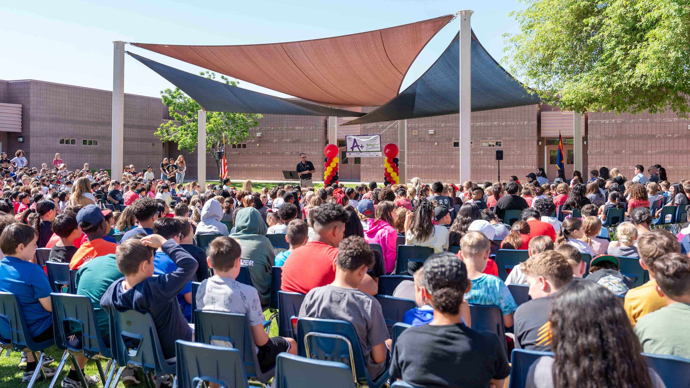 A wide angle of Hancock Elementary's A+ School Celebration in May 2025.