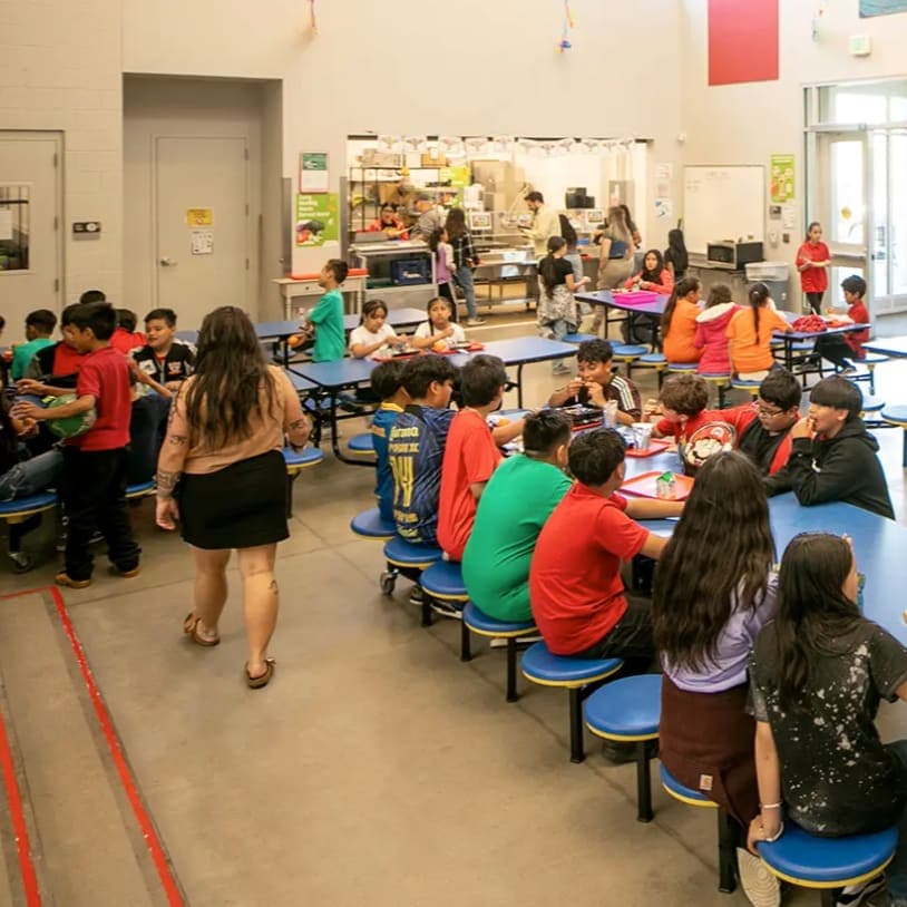 students eating in a cafeteria