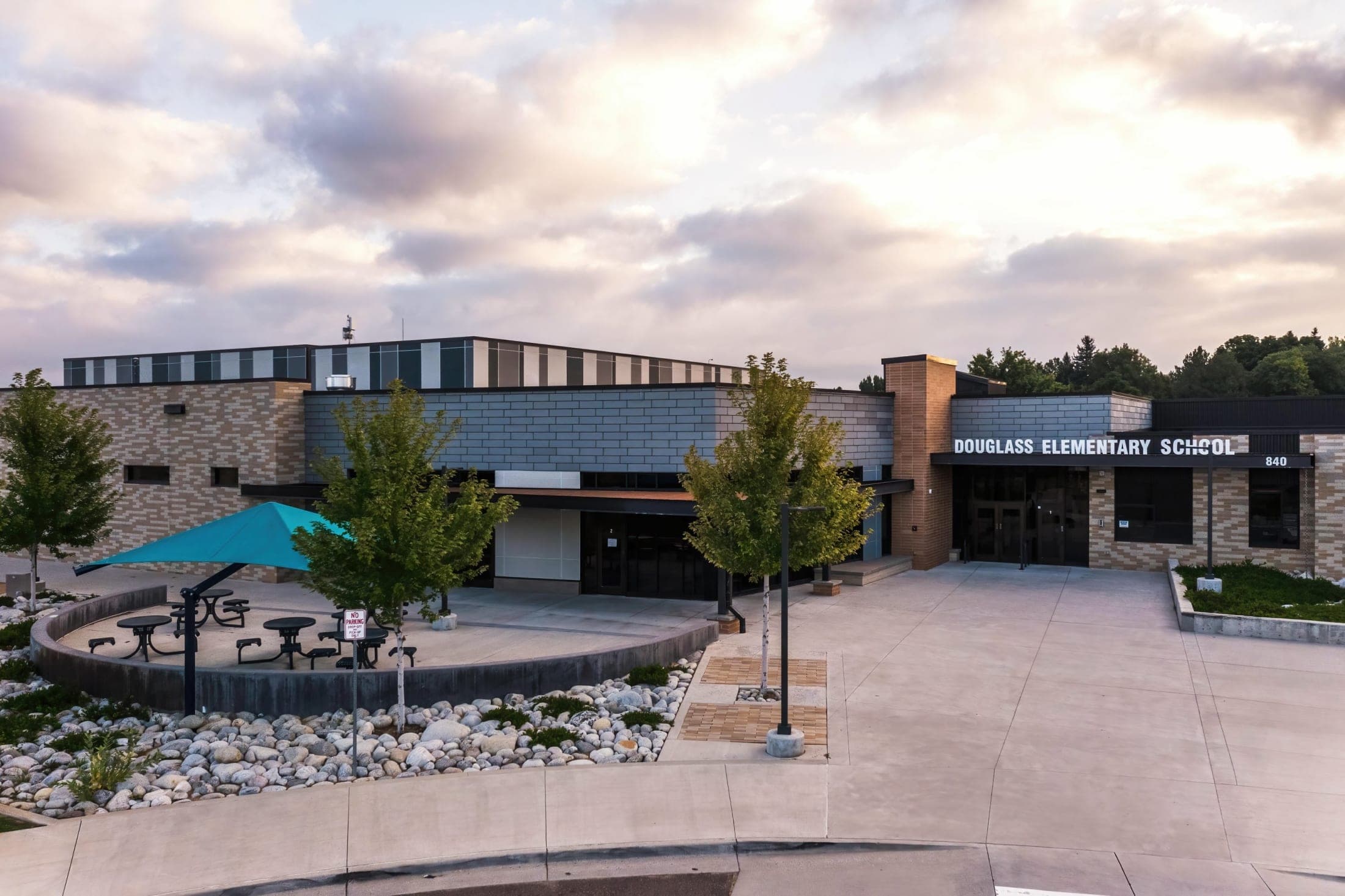 front of school building