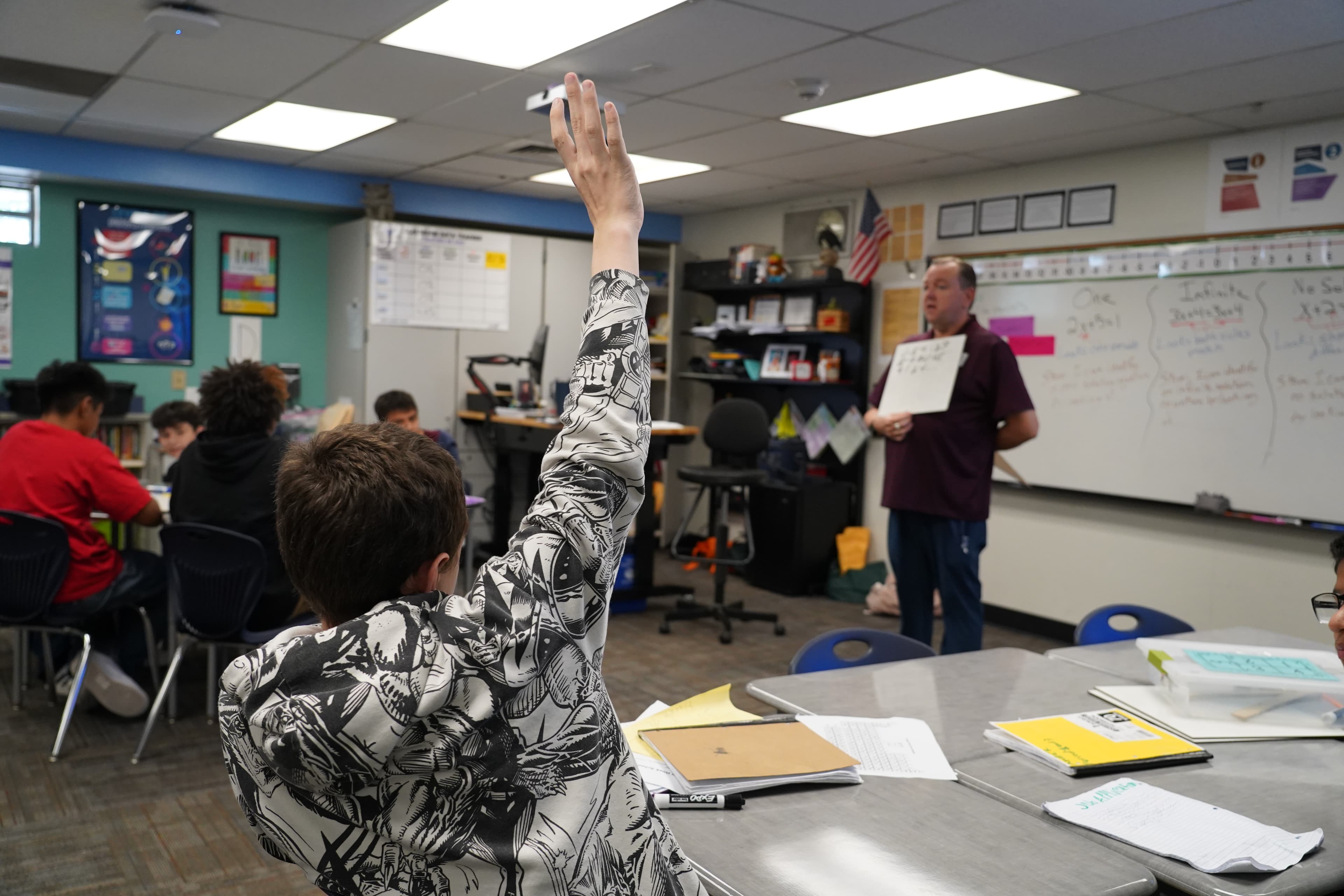 Student asks a question in class